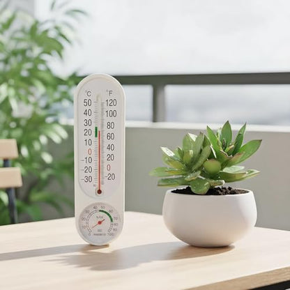 2 Pieces Outdoor/Indoor Thermometer Hygrometer, Vertical Temperature Humidity Gauge Meter with Fahrenheit/Celsius Thermometers Humidity Meter for Patio Garden Cellar Greenhouse