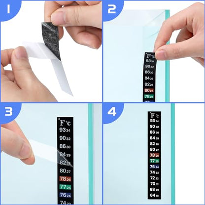 AQUANEAT 6 PCS Aquarium Thermometer Strips, Fish Tank Thermometer Sticker, Terrarium Water Temperature Test (5.13" x 0.71") - size: 5.13" x 0.71"