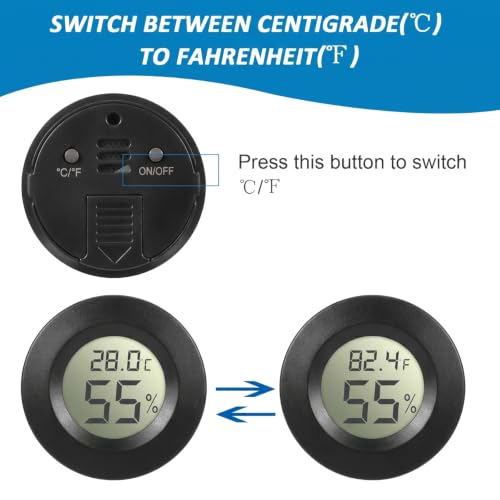 Weewooday 20 Pcs Mini Hygrometer Thermometer Digital LCD Monitor Indoor/Outdoor Room Humidity Meter Temperature Gauge for Greenhouse Garden Reptile Incubator Cellar ℉/℃ (Black) - size: Black