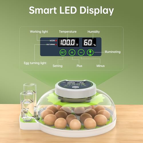 Egg Incubator with Automatic Egg Turning and Humidity Control, 18 Eggs Incubators for Hatching Eggs Chicken Quail Ducks Goose Parrot for Home Lab Farm Classroom