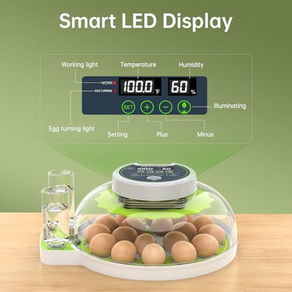 Egg Incubator with Automatic Egg Turning and Humidity Control, 18 Eggs Incubators for Hatching Eggs Chicken Quail Ducks Goose Parrot for Home Lab Farm Classroom