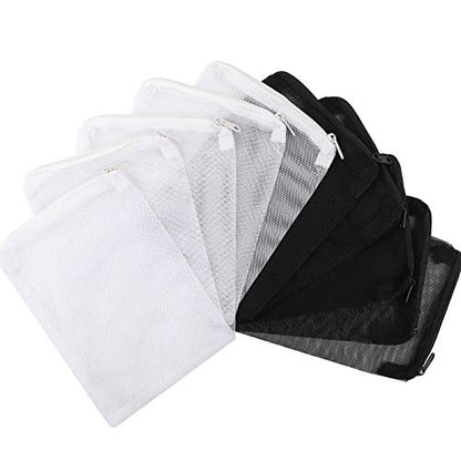 DEPEPE Aquarium Filter Media Bags 10 Pack 7.8x5.9in Zipper Mesh | Large Mesh, Zipper Closure, 5 White and 5 Black Bags, for Activated Carbon Ceramic Rings Biospheres and Filter Media