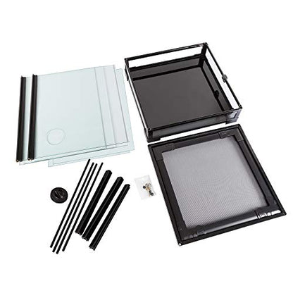 REPTI ZOO Reptile Glass Terrarium, 18" x 18" x 24" Front Opening with Double Hinge Door & Top Screen Ventilation, 30 Gallon Tank Large Reptile Terrarium (Knock-Down) - color: Black and Clear
