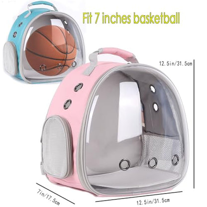 Leopard Gecko Backpack Carrier,Reptile Portable Backpack Carrier with Small Backpack Harness Leash Set,Space Capsule Clear Bubble Window Travel Backpack for Lizard Travel,Guinea Pig,Rabbit - color: Pink