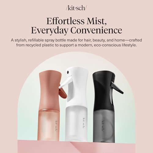 Kitsch Continuous Spray Bottle for Hair – White, 150ml | Fine Mister Spray Bottle & Water Spray Bottle – Recycled Hair Spray Bottle – Spray Bottles for Cleaning, Styling, & More - color: White