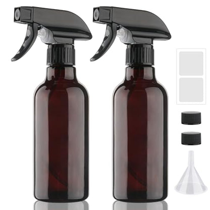16.9oz Glass Spray Bottles 2 Pack,Mist/Stream Spraying | Adjustable Refillable Containers for Hair Care, Cleaning Solutions, Plants, Essential Oils - color: Brown, size: 12oz