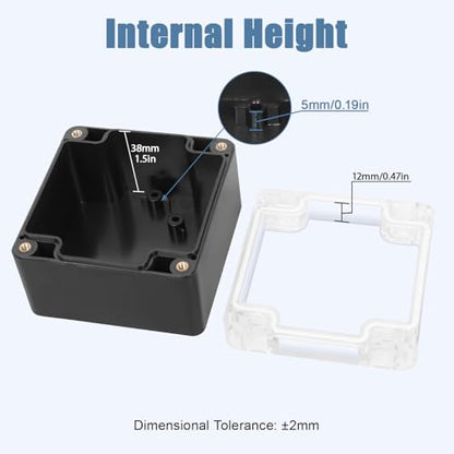 Junction Box with Clear Cover IP65 Waterproof Project Box Dustproof ABS Plastic Electrical Project Boxes Universal Enclosure, Black 3.2"x 3.1"x 2.2"(83x81x56mm)(Pack of 2) - color: 2 packs, size: 3.2"x 3.1"x 2.2"