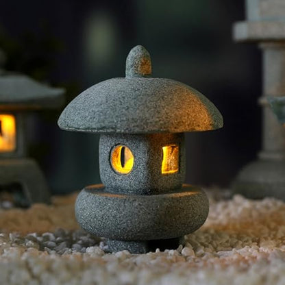 Japanese Pagoda LED Lamp Statue Figurine, LED Lantern Pagoda Statue Figurines for Home Table Decor - Style A - style: Style A