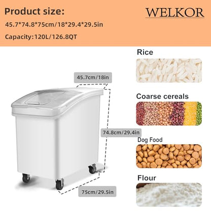 Ingredient Storage Bin,31 Gallon Dispenser Bin with Scoop for Dry Food, Sugar, Baking Supplies,Kitchen Rice Cereal Flour Bin,BPA Free,Pet Food Storage Container,Dog Cat Birds Food (31 Gallon) - size: 31 Gallon