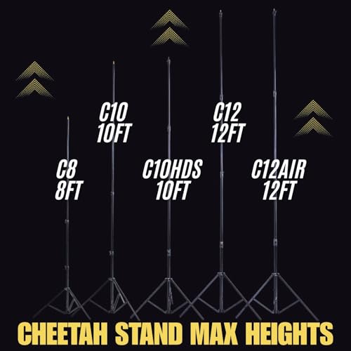 2-Pack Cheetah Stand C8 Auto-Light Stand 8Ft Tall, 6ft Max Weight for Video Lights, Photography and Portraits.