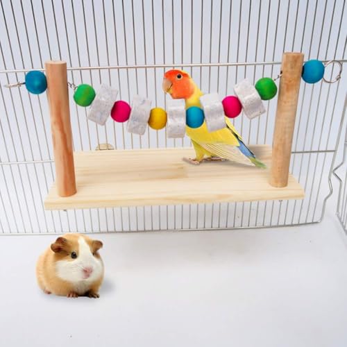 Hamster Wood Ledge Platform with Lava Stone Chew Block, Cage Rest Shelf Climbing Toy for Dwarf Hamsters, Sugar Gliders, Parakeets | Wooden Climb Rest Shelf,Teeth Grinding Toys for Rat Sugar Gliders,Nail Trimming Bird Perch Stand - style: Style A