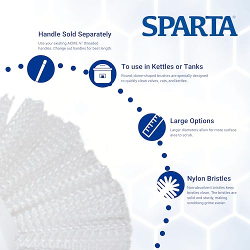 SPARTA 5-1/2" Tank and Kettle Scrub Brush Head Heavy-Duty Tile Brush, Handle Compatible (Sold Separately) for Access in Spacious Containers, Nylon Bristle, 9.5 x 5.5 x 4 Inches, White - size: 9.5 Inches