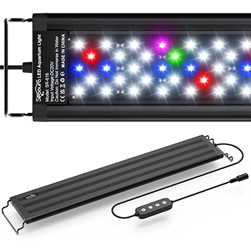 SEAOURA Led Aquarium Light for Plants-Full Spectrum Fish Tank Light 18-24'' | WRGBP Aquarium Plant Light with Timer for Freshwater Tank, 10 Brightness, Extend Brackets, Daylight, Moonlight, Auto On/Off - size: for 18-24 inch tank