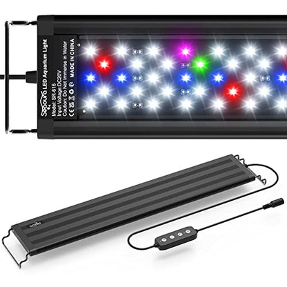 SEAOURA Led Aquarium Light for Plants-Full Spectrum Fish Tank Light 18-24'' | WRGBP Aquarium Plant Light with Timer for Freshwater Tank, 10 Brightness, Extend Brackets, Daylight, Moonlight, Auto On/Off - size: for 18-24 inch tank