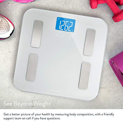 Greater Goods Body Fat Scale, Accurate Digital Weight and Health Metrics, Body Composition, and Weight Measurements, Glass Top, with Large Backlit Display (Silver) - style: BMI, Silver