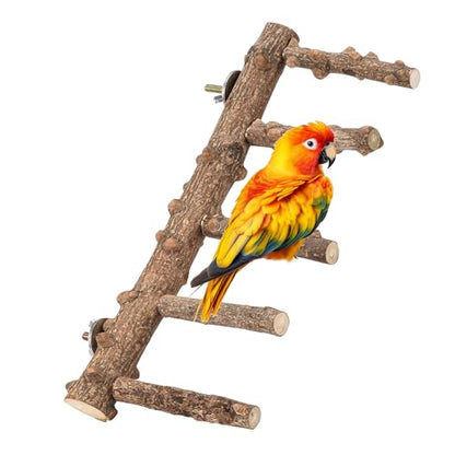 Bird Ladder Perch for Cage Natural Wood Bird Parrot Perch Stand Chewing Toy | Parrot Perch Bridge Climbing Cage Accessories for Small Medium Animal