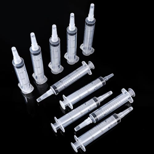 10 Pack Plastic Syringe Liquid Measuring Syringes Without Needle for Epoxy Resin, Craft, Scientific Labs, Feeding Pets Animals, Oil or Glue Applicator (30 ML) - size: 30 ML