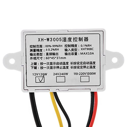 FTVOGUE XH-W3005 Humidity Sensor Switch 0~99% RH Humidity Switch 220V | Humidity Control Switch with 0.1%RH Accuracy. 0~99%RH Range. 1500W Load humidity controller 12v For Humidifier Dehumidifier