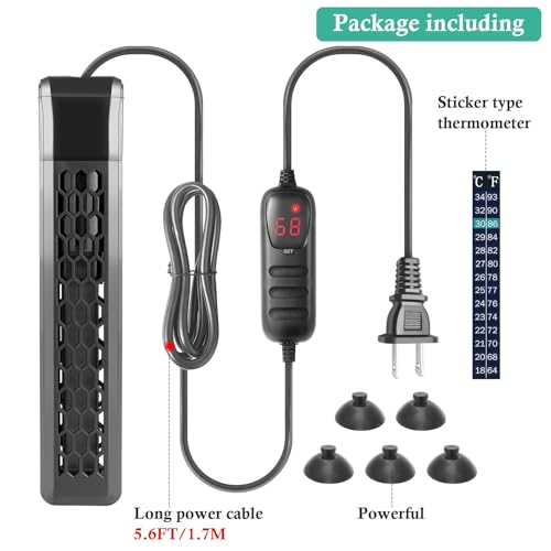 HITOP Aquarium PTC Heater with Controller: 200W 300W 400W Digital Heater for Fish Tank and Turtle Tank 40-100Gallon, with Protective Cover
