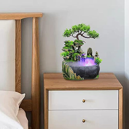 Rockery Stream Tabletop Fountain, Zen Meditation Indoor Waterfall Feature with Automatic Pump and Switch, Desktop Fountain for Home Office Bedroom Decoration(US regulations Include Fog)