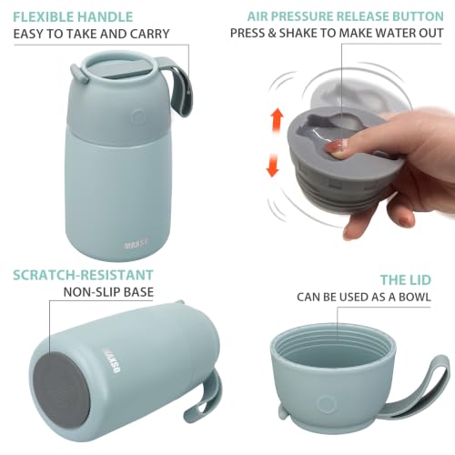 MAXSO 2 Pack Soup Thermo for Hot & Cold Food for Kids Adults, Vacuum Insulated Food Jar Thermal Lunch Containers, Travel Food Flask with Spoon (24 oz,17 oz) (Sage) - color: Sage