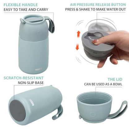 MAXSO 2 Pack Soup Thermo for Hot & Cold Food for Kids Adults, Vacuum Insulated Food Jar Thermal Lunch Containers, Travel Food Flask with Spoon (24 oz,17 oz) (Sage) - color: Sage