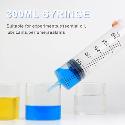 300ml Large Syringes, Individually Sterile Sealed Plastic Syringe for Liquid, Scientific Labs, Measurement, Pet Feeding ,Ink Refilling ,Oil or Glue Applicator(1 Pack) - style: 300ml