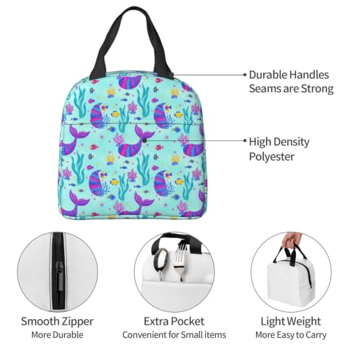 Adult Mermaid Glitter Print Insulated Cooler Tote Bag | Mermaid Glitter Art, Water-Resistant Foam Thermal Bag, Multi-Pocket Organizer for Work & Travel - color: Pattern (867)