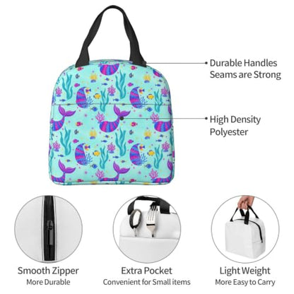 Adult Mermaid Glitter Print Insulated Cooler Tote Bag | Mermaid Glitter Art, Water-Resistant Foam Thermal Bag, Multi-Pocket Organizer for Work & Travel - color: Pattern (867)