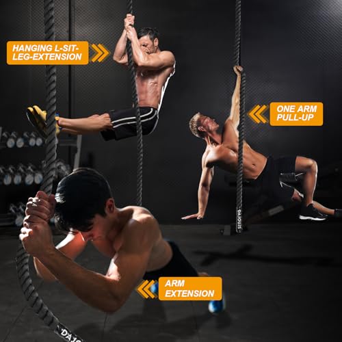 Climbing Rope Gym Workout - 1.5 Inch Dia 10FT 15FT 20FT 25FT 30FT 35FT 40FT 50FT Heavy Duty Work Out Rope Exercise Climbing Ropes for Adults Kids Fitness & Strength Training Outdoor & Indoor - Black - style: 1.5 Inch-15ft