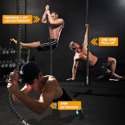 Climbing Rope Gym Workout - 1.5 Inch Dia 10FT 15FT 20FT 25FT 30FT 35FT 40FT 50FT Heavy Duty Work Out Rope Exercise Climbing Ropes for Adults Kids Fitness & Strength Training Outdoor & Indoor - Black - style: 1.5 Inch-15ft