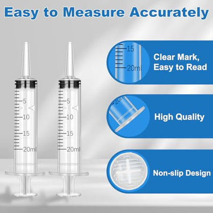 20ml Syringe with Measurement for Scientific Labs, Feeding Pets, Refilling and Measuring Liquids,Dispensing,with Cap (5PCS, 20ml) - size: 5PCS-20ml