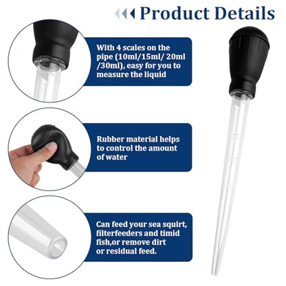 Fish Tank Cleaning Waste Remover, 30ml Dropper Pipette for Aquarium Cleaning Tools, Manual Fish Tank Cleaner Water Changer, Black Fish Tank Rock Cleaner Tools, Mini Aquarium Gravel Cleaning Straw
