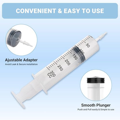 300ml Large Syringe, 5-pack Plastic Syringes for Liquid with Tip Adapter | 300cc Large syringe for thick liquids & Scientific Labs, Oil Transfer, Plant Watering & Refilling, Glue, Individual Sealed - style: 300 ML