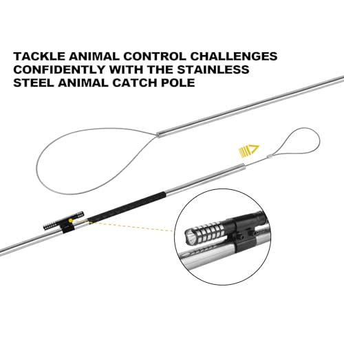 45"-59" Animal Control Pole Dog Catch Rod Noose Holder Tool for Medium Large Wildlife Handling Dogs Feral Cat Raccoons Hog Pig Fox Coyote Bulldog Wolf Goat - size: 45-inch