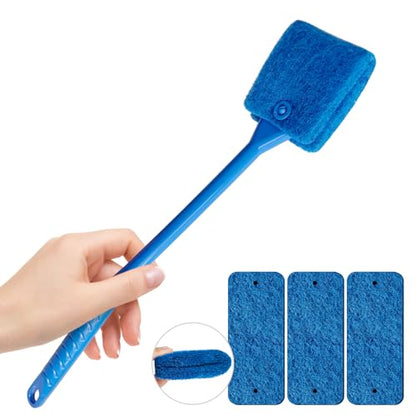 Promising Aquarium Cleaning Brush, Double Sided Sponge Fish Tank Scrubber | Non-Slip Handle Algae Cleaner Tool with 3 Replacement Pads for Aquariums and Fish Tanks, Easy Aquarium Maintenance