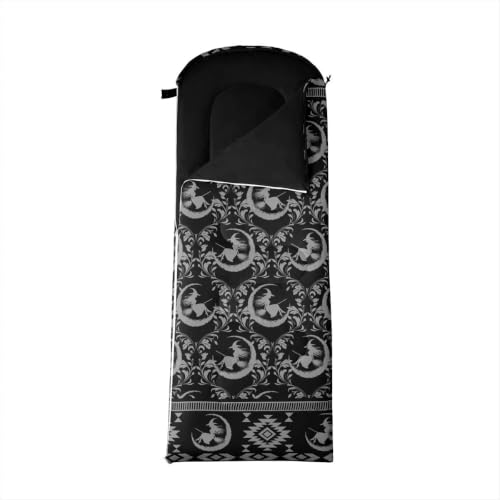 Erosebridal Hawk Moth Sleeping Bag for Kids Spooky Aztec Wearable Camping Blanket for Hiking Outdoor Travel Hunting Sleep Bag - color: Black Moon Witch