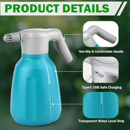 Electric Spray Bottle 1/2 Gallon Plant Mister with Spraying Rod | Automatic Electric Water Sprayer, Adjustable Nozzle, Spray 60 Bottles Once Charge, For Plant Fertilizing,Weeding and Cleaning