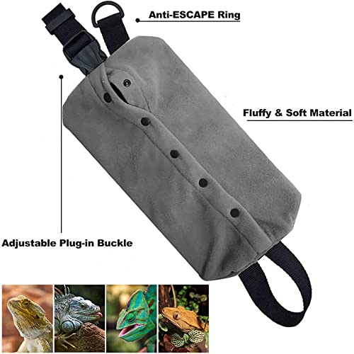 Bearded Dragon Carrier - Adjustable Soft Bearded Dragon Travel Sling Reptile Carrier Chest Bag for Lizard Snake Hedgehog Gecko Small Animals Outdoor Walking Accessories (XL,Grey) - size: XL