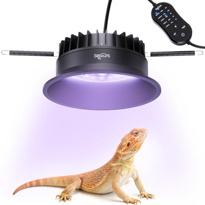 UVB UVA Light for Reptiles, Reptile LED Light Fixture with Timer & Dimming | for Bearded Dragon, Geckos, Turtle, Chameleon, Lizard, Snake, UVB Lamp 6W Adjustable Brightness for Desert Tropical Reptiles