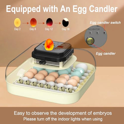 35 Chicken Egg Incubator, Quail Incubator with Humidity Control | Incubator for Hatching Eggs, Automatic Egg Turning, Egg Candler, Humidity Display, incubadora de huevos de gallina