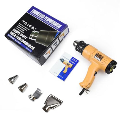 SEEKONE 1800W Heat Gun Variable Temp 122℉-1202℉ for Crafts, Shrink Wrap | Fast Heating 122℉-1202℉, Dual Airflow, Overheat Protection, 4 Nozzles for Shrink Tubing, Paint Removal and 3D Printing