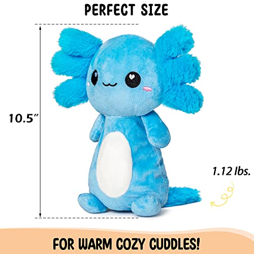 Axolotl Microwavable Unscented Heating Pad for Women and Kids- Cute Soft Cozy Pillow Plush Heatable Warm Stuffed Animals - Kawaii Hot and Cold Plushie Food Toy - Axolotl Gifts for Girls and Boys - style: Blue Axolotl