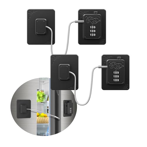 2-Pack Password Refrigerator Lock, Combination Child Proof Safety Lock，Baby Proofing fridge lock，Door Latches for Fridge Cabinet Drawer Closet, Freezer Lock No Keys Needed (Black)