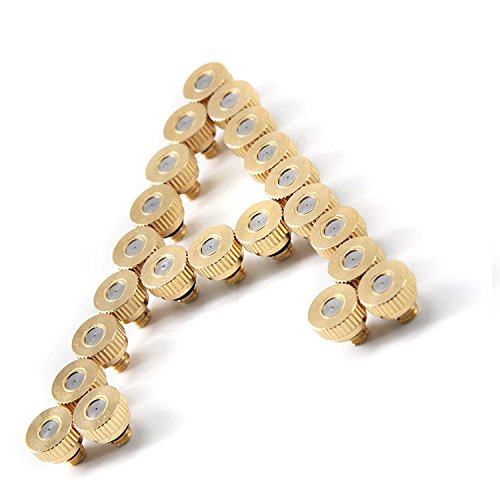 Brass Misting Nozzles for Outdoor Cooling System 22 pcs,0.012" Orifice (0.3 mm) 10/24 UNC by Aootech