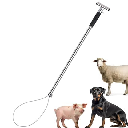 Dog Catcher Pole Animal Control Pole, Rod Length 30 inches | Stainless Steel Pig Holder Catcher Cat Catcher Pole, Heavy Duty Catch Pole for Animals Cats Hogs Pigs and Small/Medium Dogs