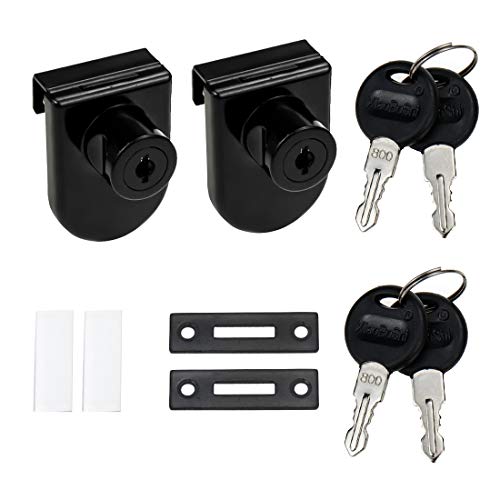 Glass Showcase Lock, Black Oval, 2.15x1.5 Inch, 2 Sets | No Drill Installation, Key Alike, Fits 0.2-0.3 Inch Glass, Zinc Alloy, For Display Cabinets Jewelry Cases - color: Black, size: 2.15 x 1.5 Inch, style: Key Alike - Door to Board