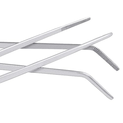 3Pcs Aquascaping Tools Kit, Long Stainless Steel Aquatic Plant Tweezers, Scrapers, Long Handle Feeder Tools for Fish Aquariums, Reptiles Snakes Lizard Gecko Spider and Bird (Silver) - color: Silver