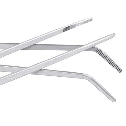 3Pcs Aquascaping Tools Kit, Long Stainless Steel Aquatic Plant Tweezers, Scrapers, Long Handle Feeder Tools for Fish Aquariums, Reptiles Snakes Lizard Gecko Spider and Bird (Silver) - color: Silver