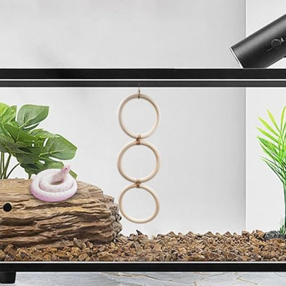 Reptile Tank Accessories, Snake Enrichment Climbing Toys, Wooden Snake Climbing Rings, Reptile Habitat Accessories for Ball Python, Chameleon, Hognose, Corn Snake